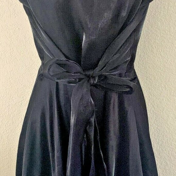 MISS ASHLEE Black Sleeveless Shimmer A Line Dress with tie Size 10 Party Classic - Picture 5 of 13